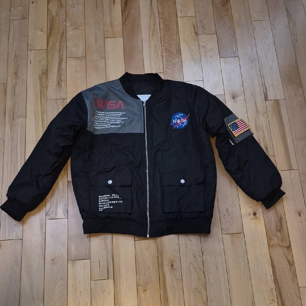 Black NASA Men's Size Medium Bomber Jacket